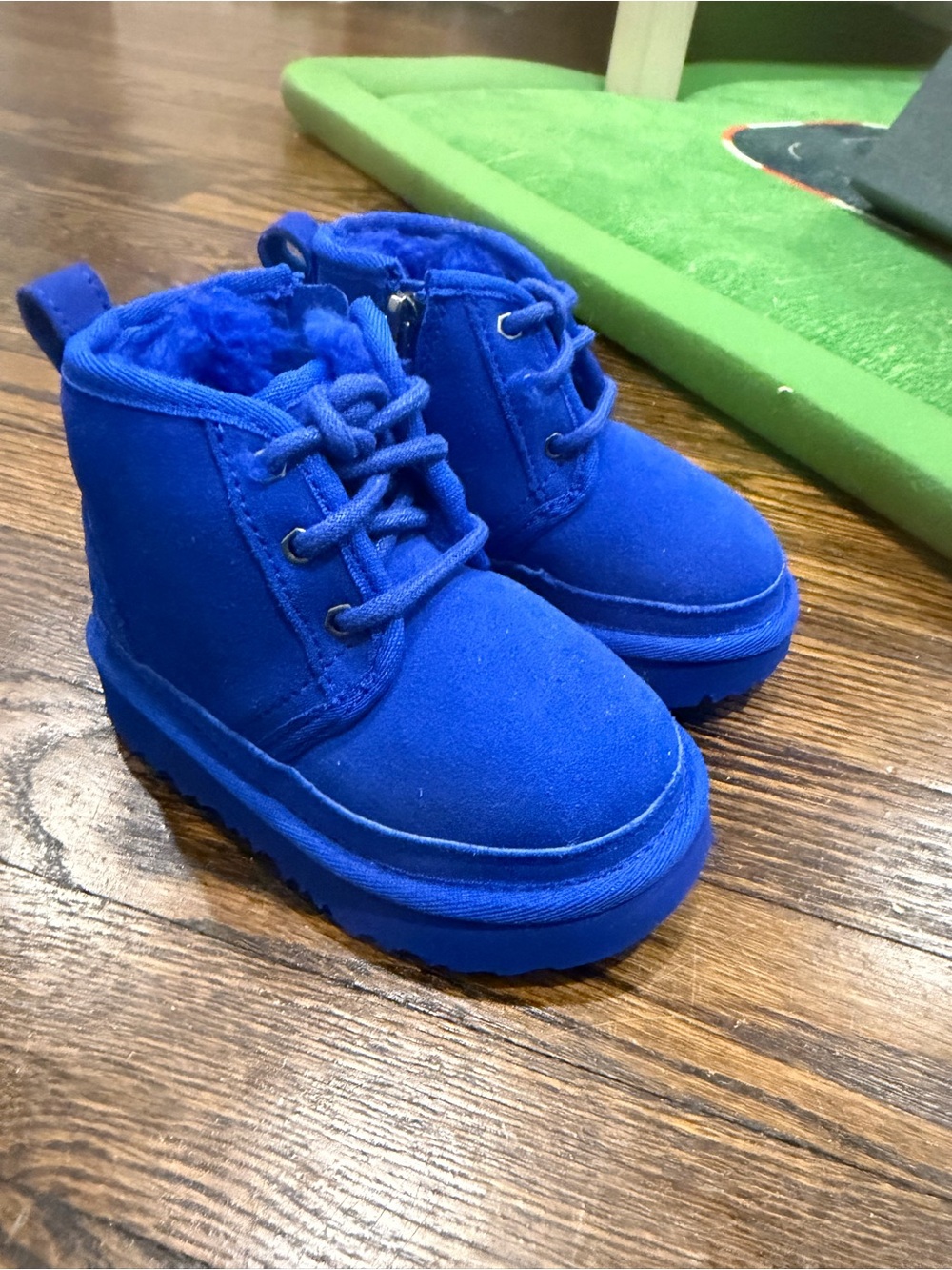 UGG Kids Electric Blue Plush-Lined Lace-Up Boots